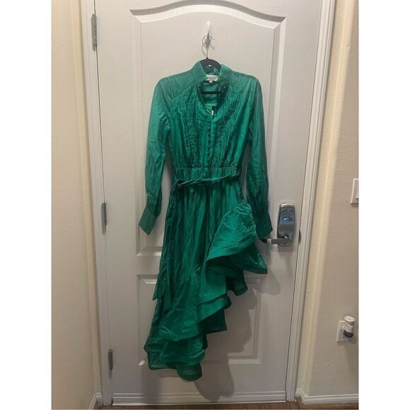 ELLIATT Honeymoon Long Sleeve Maxi Dress Green Asymmetric Dress Size S NWT$350 - Picture 7 of 10